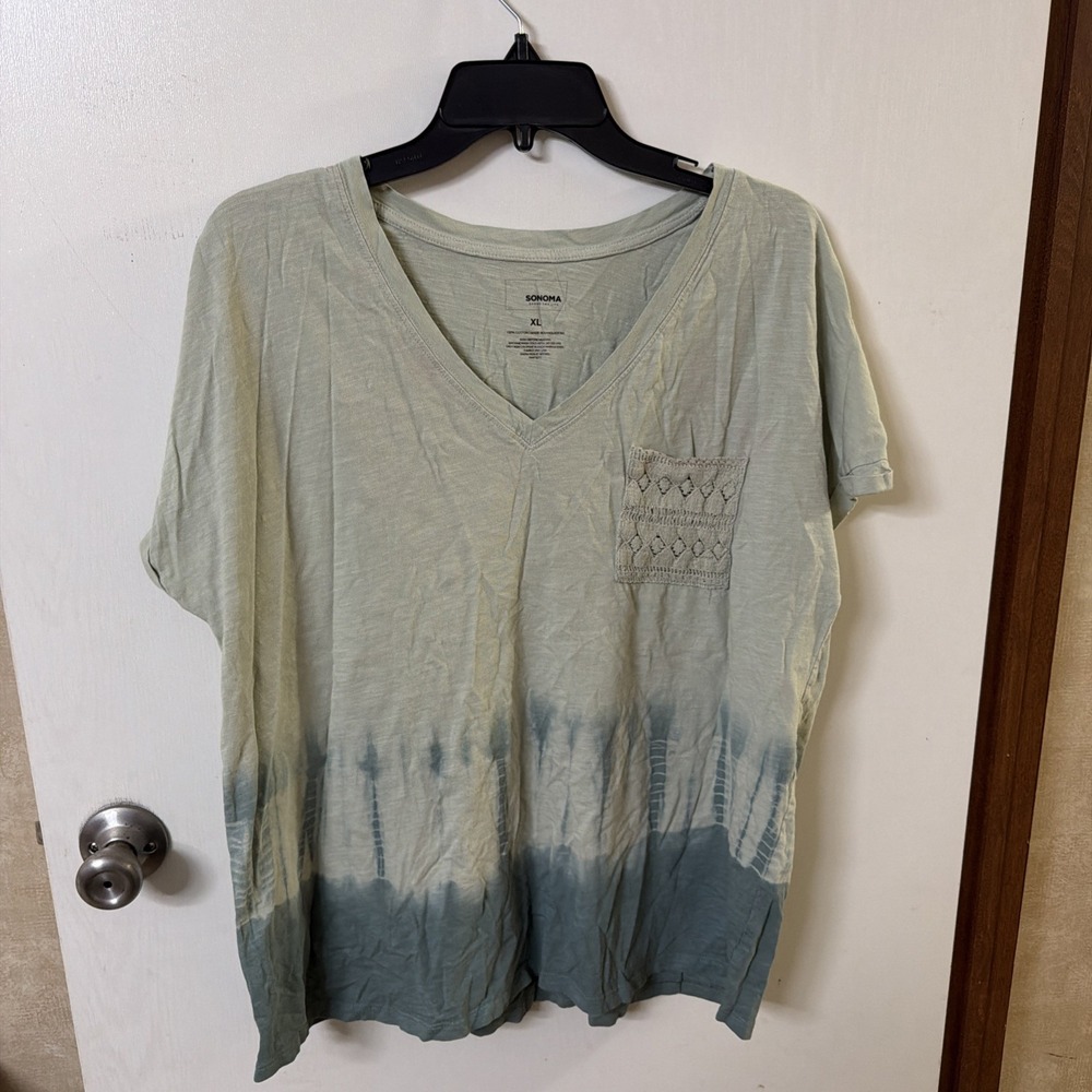 Sonoma Women's Two Tone Short Sleeve Shirt Size XL